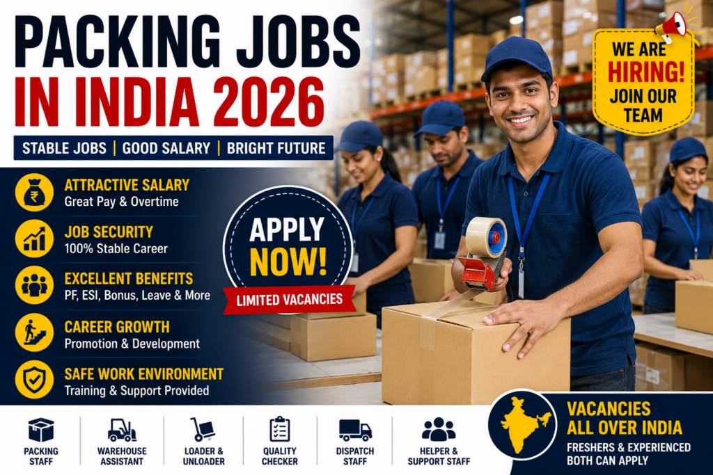 Packing Jobs in India 2026 – Salary, Eligibility, Benefits & How to Apply Packing Jobs in India